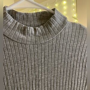 Heart & Hips Midi Gray Ribbed Dress With a Side Slit